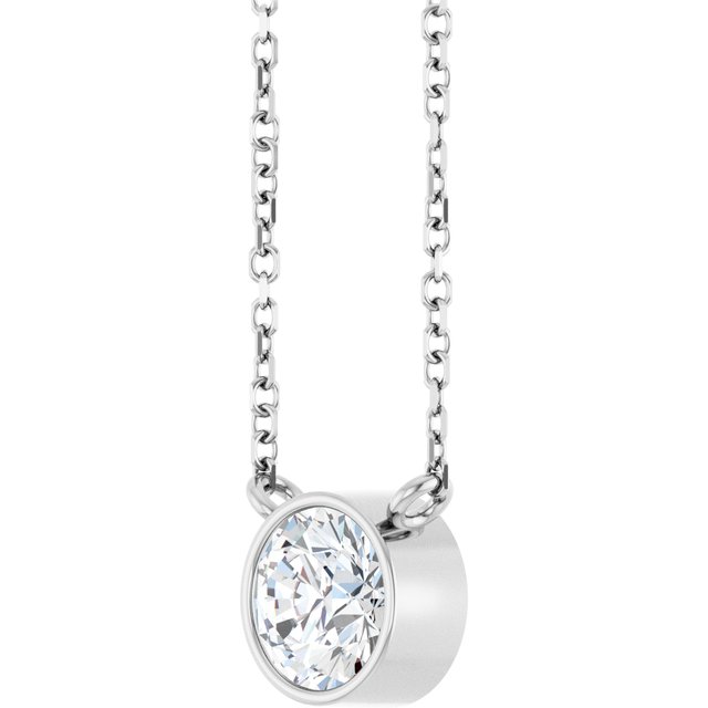 14K White 3/4 CT Lab-Grown Diamond 16-18" Necklace