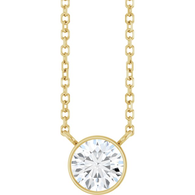 14K Yellow 5/8 CT Lab-Grown Diamond 16-18" Necklace