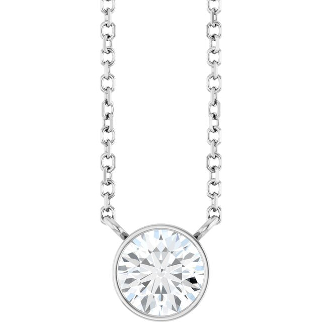 Platinum 5/8 CT Lab-Grown Diamond 16-18" Necklace