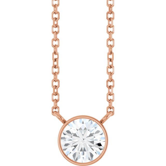 14K Rose 5/8 CT Lab-Grown Diamond 16-18" Necklace