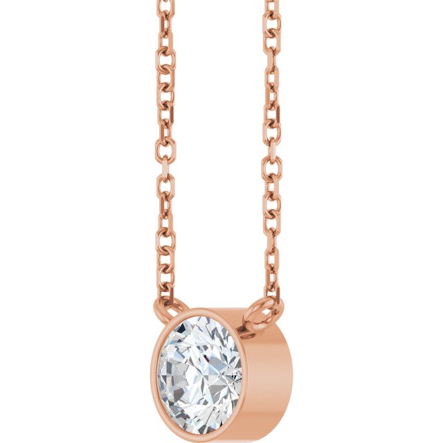 14K Rose 5/8 CT Lab-Grown Diamond 16-18" Necklace