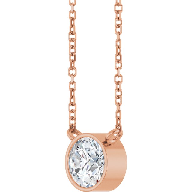 14K Rose 3/4 CT Lab-Grown Diamond 16-18" Necklace