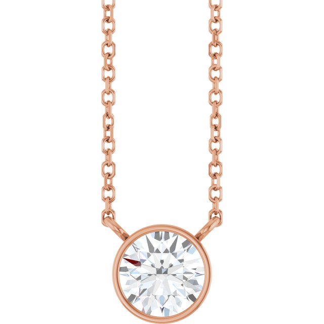 14K Rose 3/4 CT Lab-Grown Diamond 16-18" Necklace