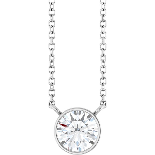 14K White 3/4 CT Lab-Grown Diamond 16-18" Necklace