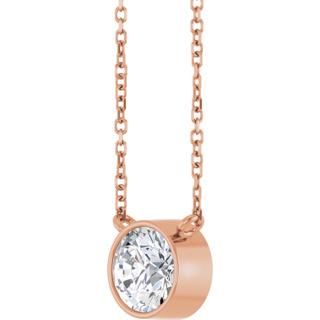 14K Rose 1 CT Lab-Grown Diamond 16-18" Necklace