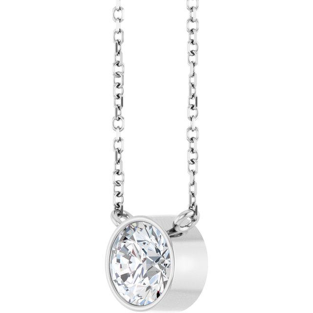 Sterling Silver 1 CT Lab-Grown Diamond 16-18" Necklace