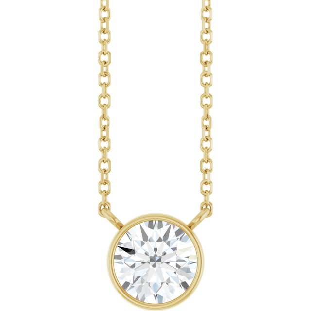 14K Yellow 1 CT Lab-Grown Diamond 16-18" Necklace