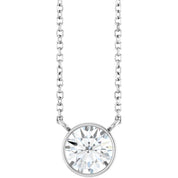 Sterling Silver 1 CT Lab-Grown Diamond 16-18" Necklace