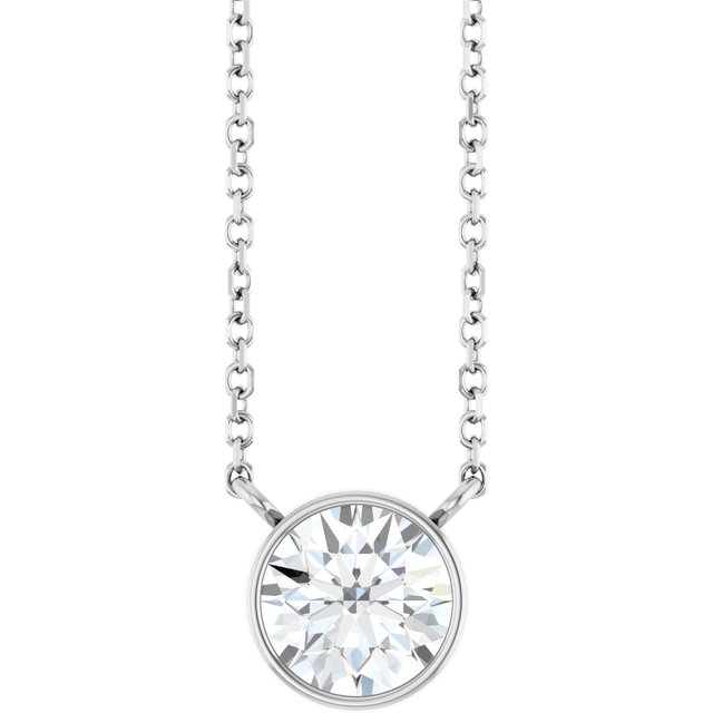 Sterling Silver 1 CT Lab-Grown Diamond 16-18" Necklace