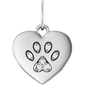 Platinum .02 CTW Natural Diamond Dog Mom Paw Print Heart Pendant