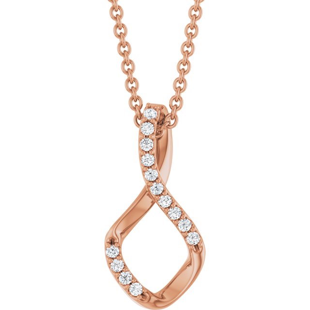 14K Rose 1/5 CTW Natural Diamond Freeform 16-18" Necklace