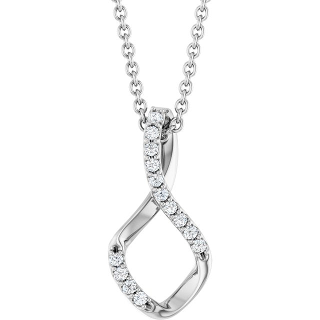 Sterling Silver 1/5 CTW Natural Diamond Freeform 16-18" Necklace
