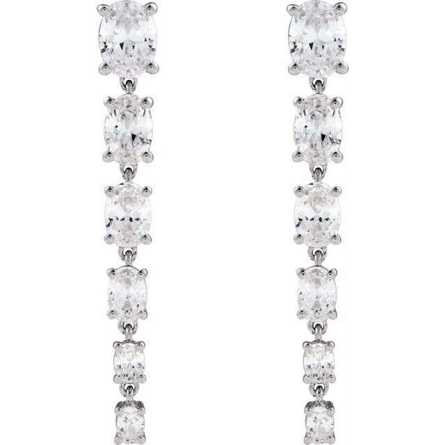 14K White 3 1/4 Lab-Grown Diamond Earrings
