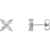 14K Natural Diamond Cluster Earrings in White, Yellow, and Rose Gold