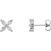 14K Natural Diamond Cluster Earrings in White, Yellow, and Rose Gold