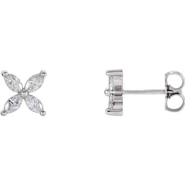 14K Natural Diamond Cluster Earrings in White, Yellow, and Rose Gold