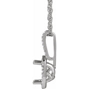 Sterling Silver 7 mm Round .015 CTW Natural Diamond Semi-Set 18" Necklace