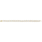 14K Yellow Cultured White Freshwater Pearl 7 1/4" Bracelet