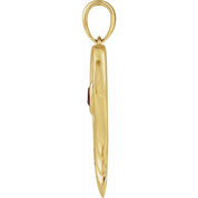 14K Yellow Lab-Grown Ruby & Engraved I'll Hold You In My Heart Pendant
