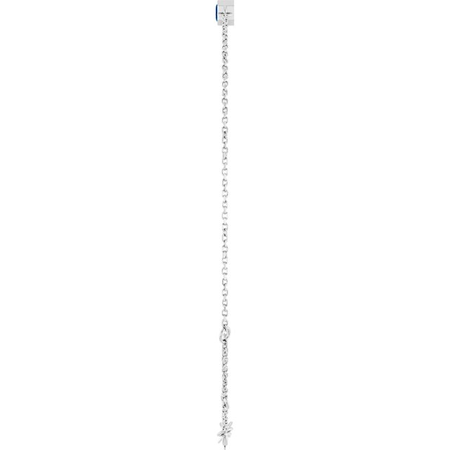 14K White Lab-Grown Blue Sapphire  6 1/2-7-1/2" Bracelet