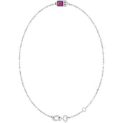 14K White Natural Pink Tourmaline  6 1/2-7-1/2" Bracelet