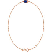 14K Rose Lab-Grown Blue Sapphire  6 1/2-7-1/2" Bracelet