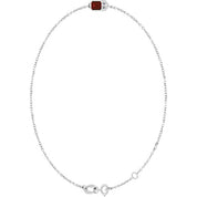 14K White Natural Mozambique Garnet  6 1/2-7-1/2" Bracelet