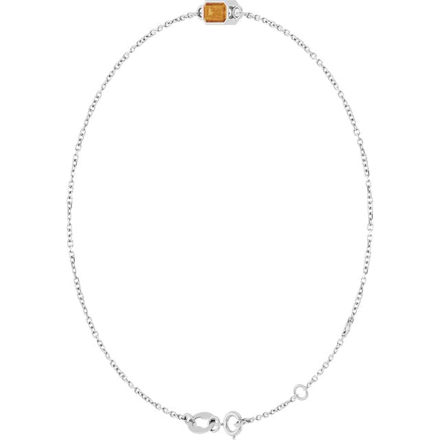 14K White Natural Citrine  6 1/2-7-1/2" Bracelet