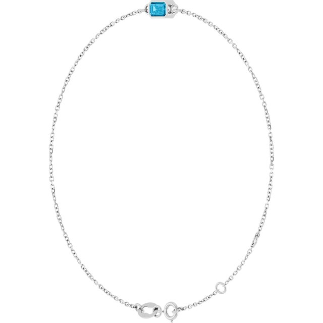 14K White Natural Aquamarine  6 1/2-7-1/2" Bracelet