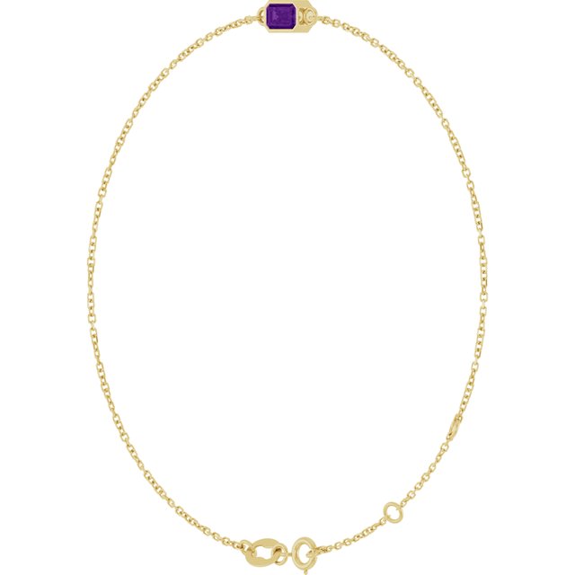 14K Yellow Natural Amethyst  6 1/2-7-1/2" Bracelet