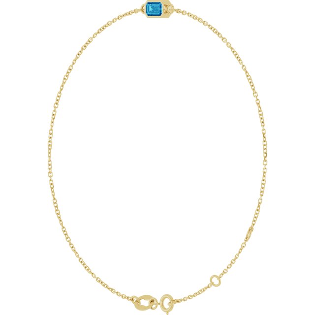 14K Yellow Natural Blue Zircon  6 1/2-7-1/2" Bracelet