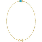 14K Yellow Natural Aquamarine  6 1/2-7-1/2" Bracelet
