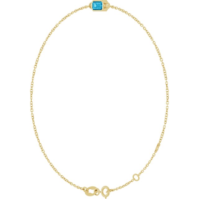 14K Yellow Natural Aquamarine  6 1/2-7-1/2" Bracelet