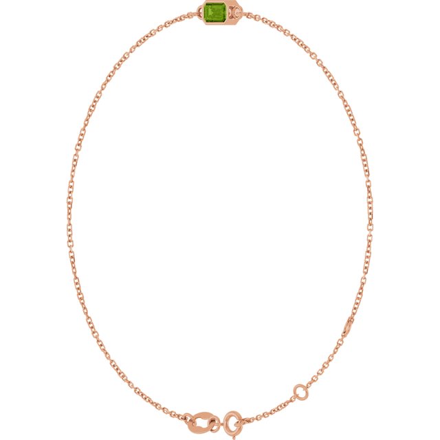 14K Rose Natural Peridot  6 1/2-7-1/2" Bracelet