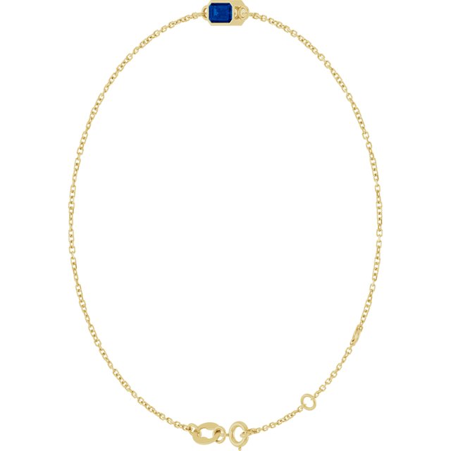 14K Yellow Lab-Grown Blue Sapphire  6 1/2-7-1/2" Bracelet