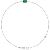 14K White Natural Emerald  6 1/2-7-1/2" Bracelet