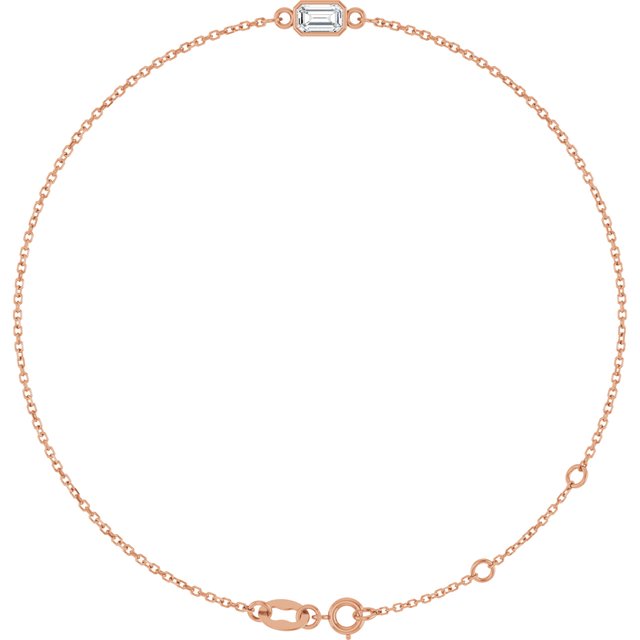 14K Rose Natural White Sapphire  6 1/2-7-1/2" Bracelet