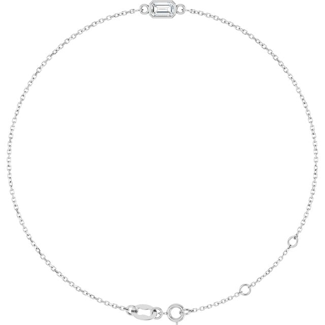 14K White Natural White Sapphire  6 1/2-7-1/2" Bracelet
