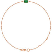 14K Rose Lab-Grown Emerald  6 1/2-7-1/2" Bracelet