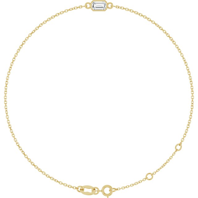 14K Yellow Natural White Sapphire  6 1/2-7-1/2" Bracelet