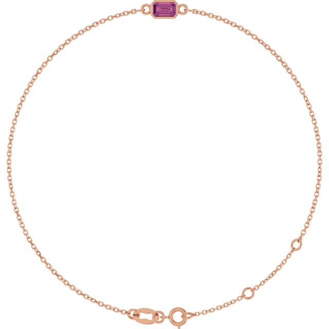 14K Rose Natural Pink Tourmaline  6 1/2-7-1/2" Bracelet
