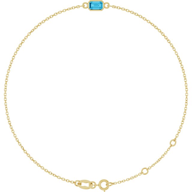 14K Yellow Natural Aquamarine  6 1/2-7-1/2" Bracelet
