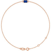 14K Rose Lab-Grown Blue Sapphire  6 1/2-7-1/2" Bracelet