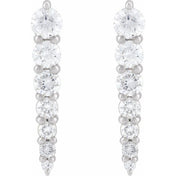 Sterling Silver 1/3 CTW Natural Diamond Graduated Bar Earrings