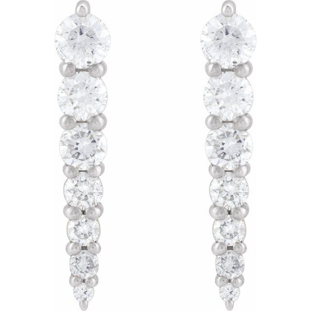 Sterling Silver 1/3 CTW Natural Diamond Graduated Bar Earrings