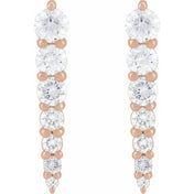 14K Rose 1/3 CTW Natural Diamond Graduated Bar Earrings