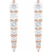 14K Rose 1/3 CTW Natural Diamond Graduated Bar Earrings