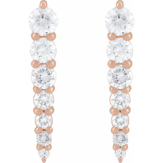 14K Rose 1/3 CTW Natural Diamond Graduated Bar Earrings