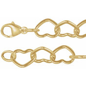 14K Yellow Gold-Filled 9 mm Heart 7" Chain