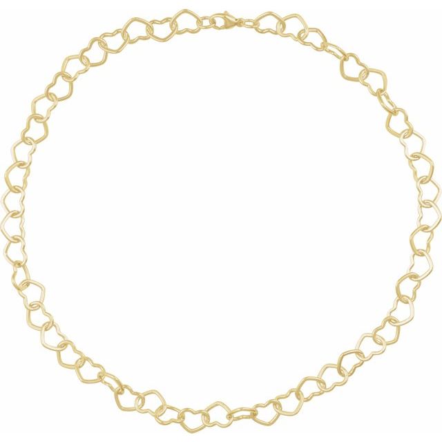 14K Yellow Gold-Filled 9 mm Heart 16" Chain